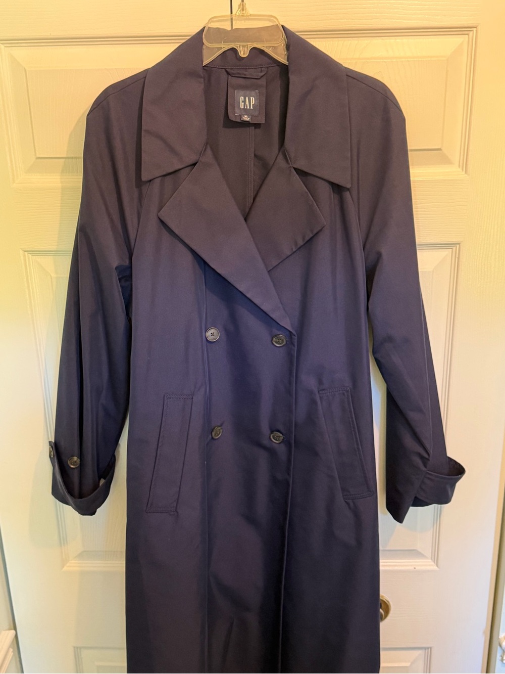 GAP Navy Double-Breasted Long Icon Trench Coat - NWOT - Picture 5 of 10